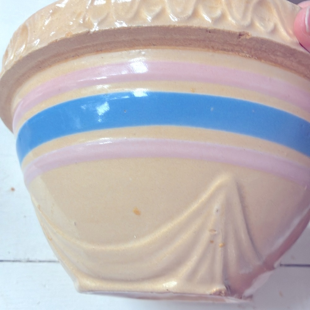 Vintage McCoy Bowl Cream Blue and Pink